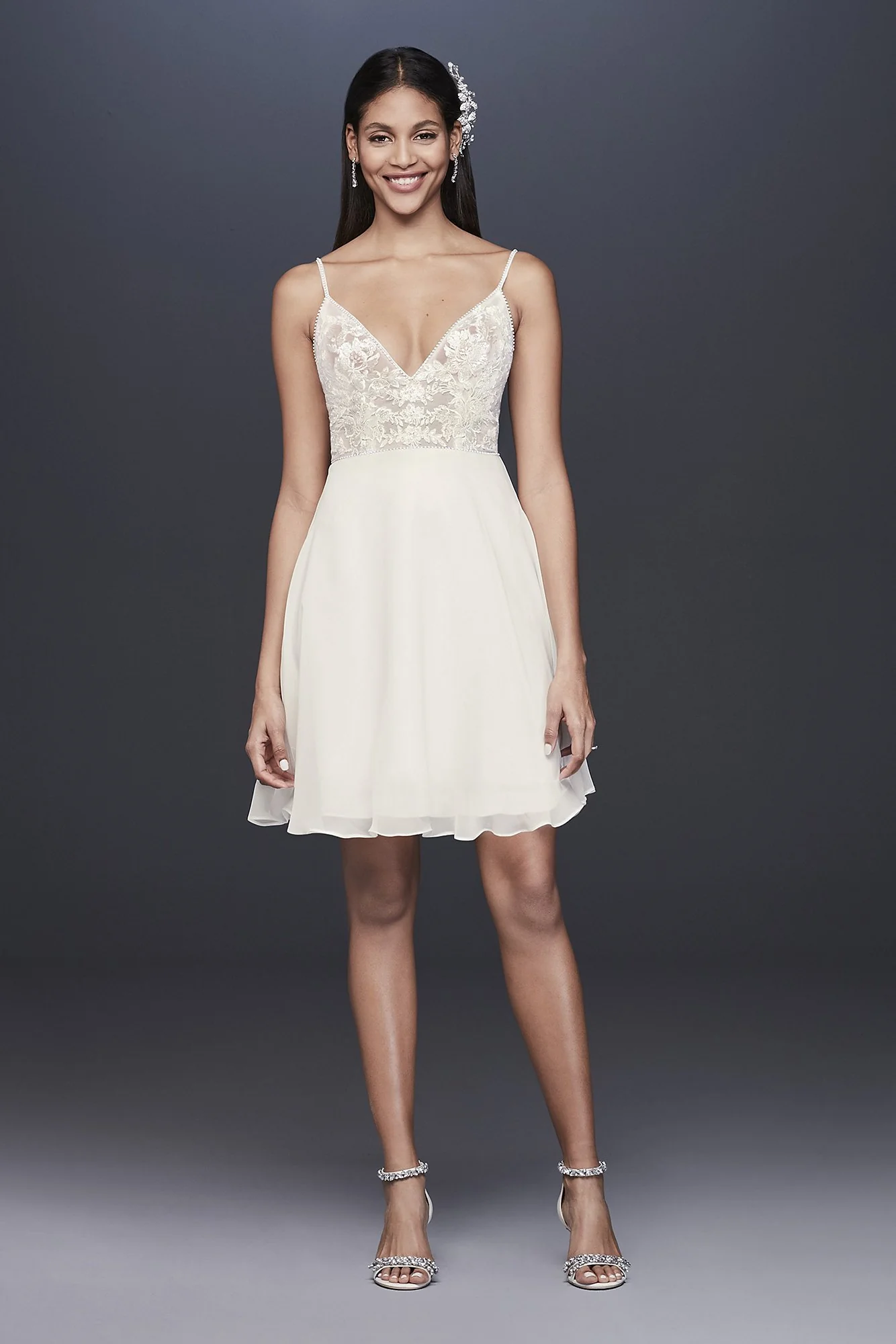 Short Sheer Bodice Organza A-Line Dress - Image 2