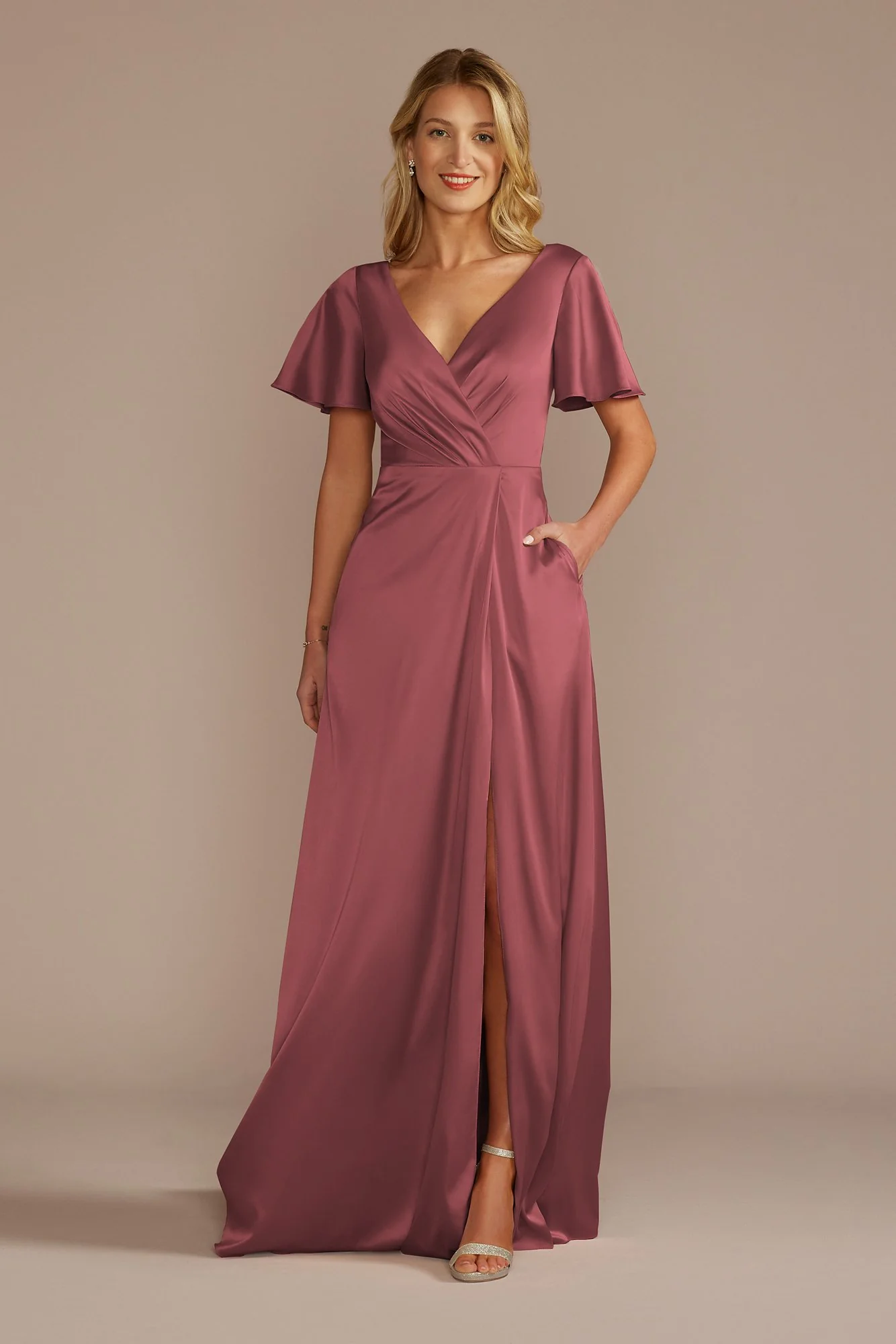 Short Sleeve Stretch Charmeuse Dress - Image 13