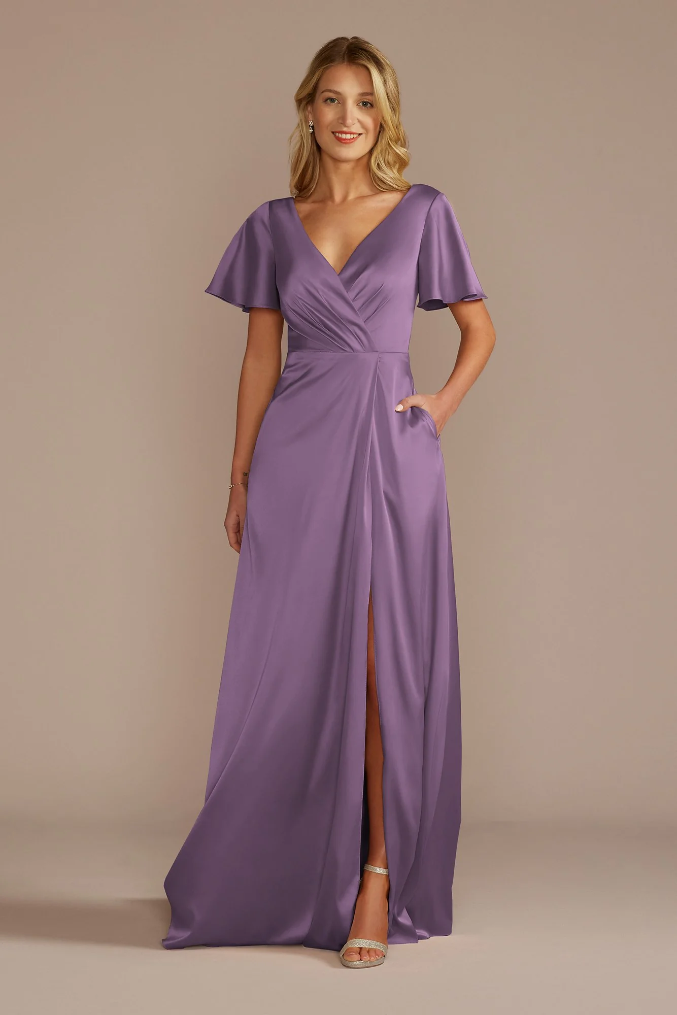 Short Sleeve Stretch Charmeuse Dress - Image 9