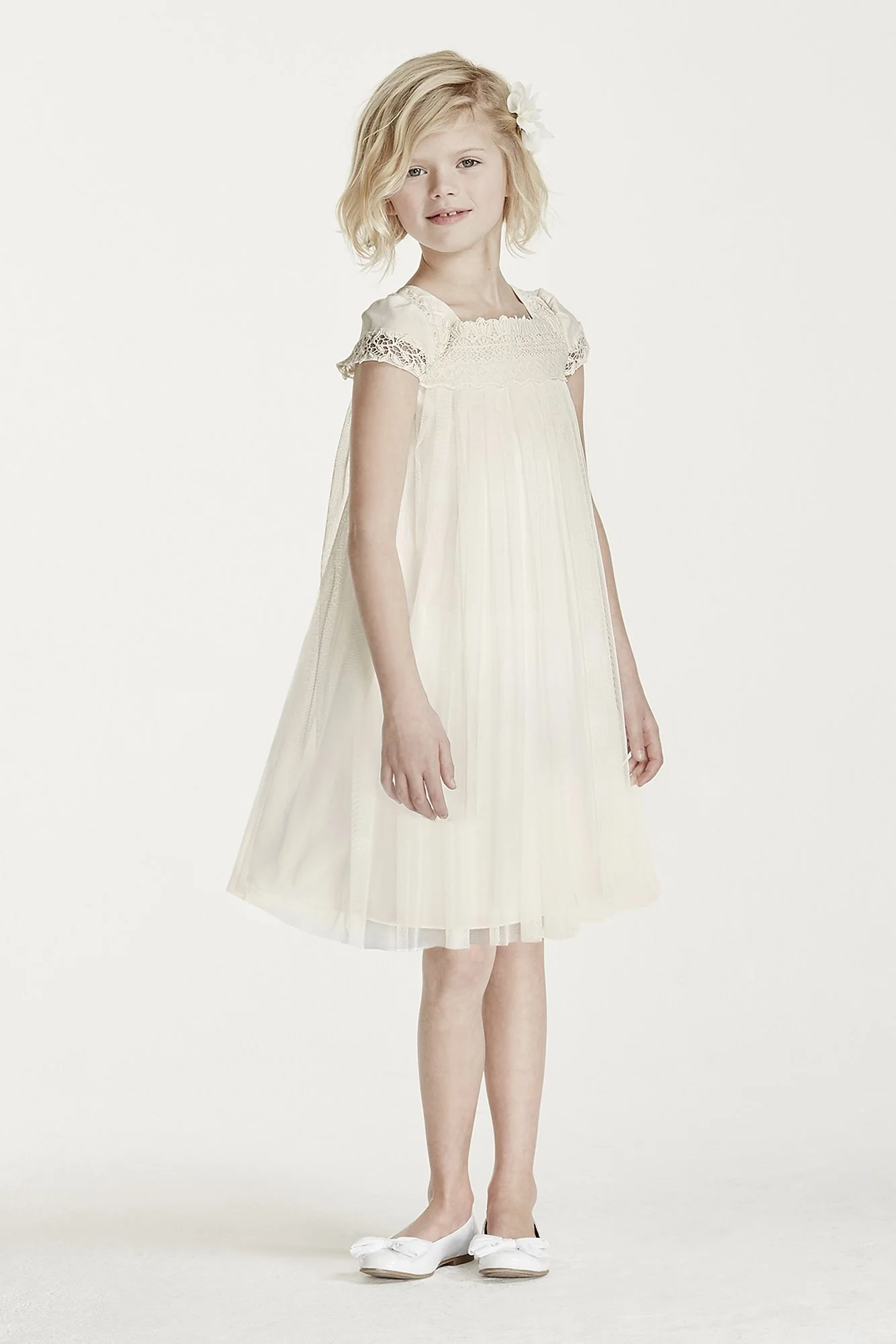 Short Sleeved Empire Tulle Sheath - Image 3