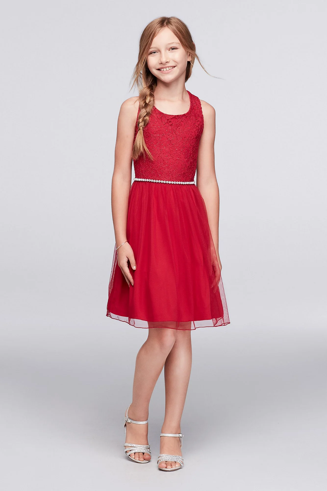 Short Sleeveless Lace Dress - Image 2