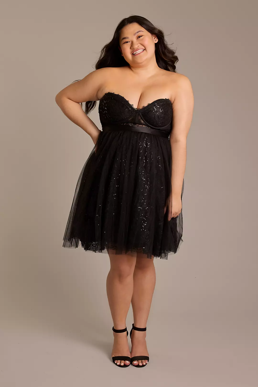 Short Sparkle Lace and Tulle Corset Dress - Image 8