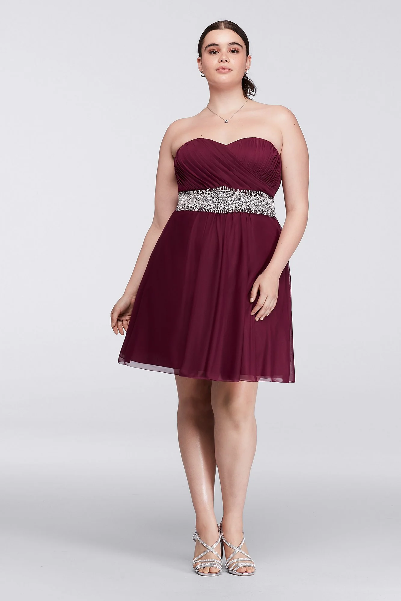 Short Strapless Dress with Richly Beaded Waist - Image 2