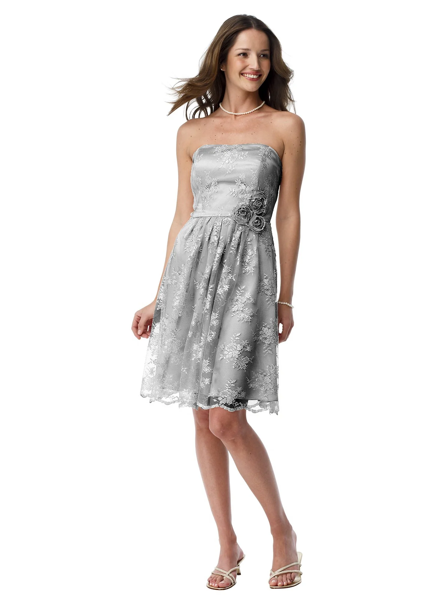 Short Strapless Lace Dress