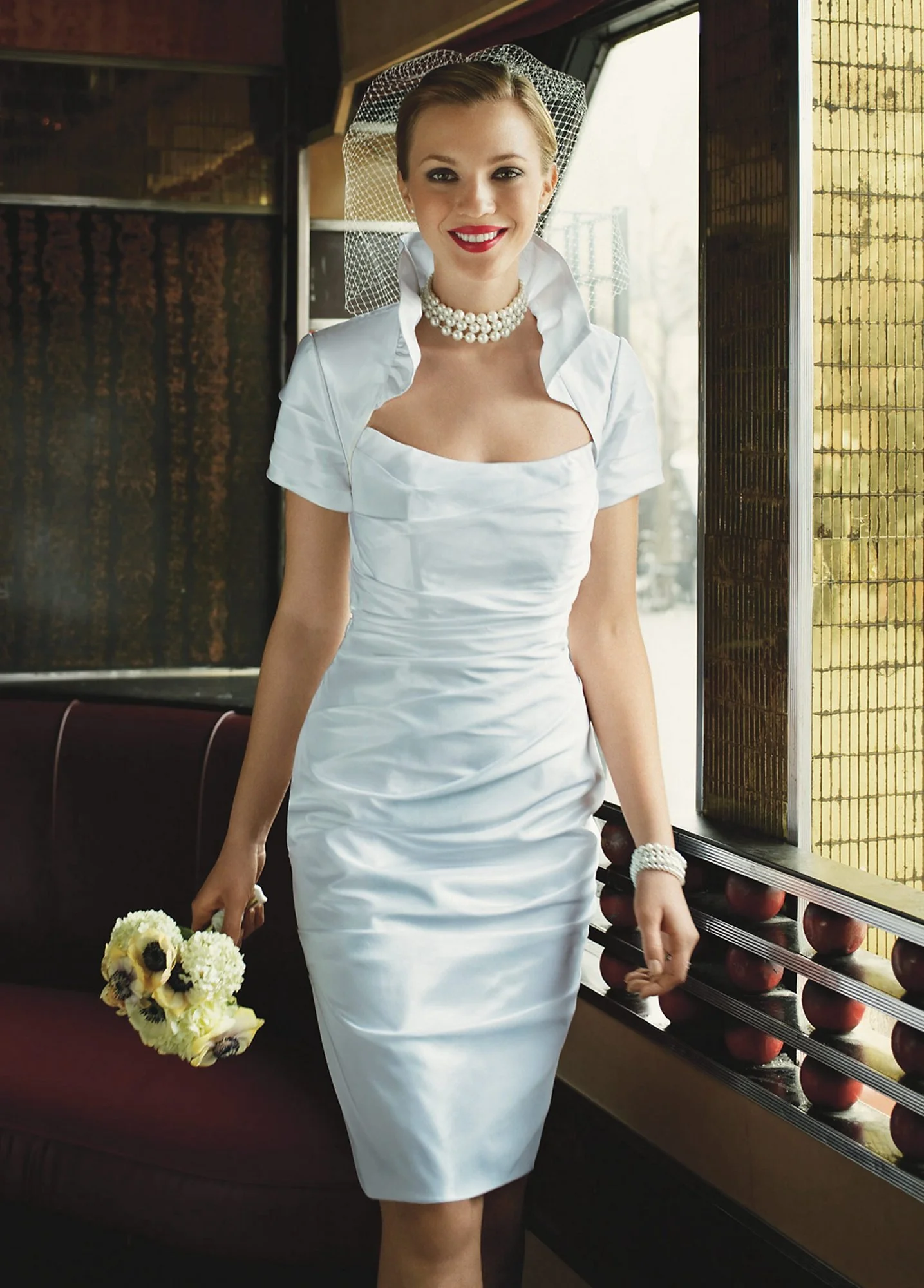 Short Strapless Tafffeta Sheath Dress