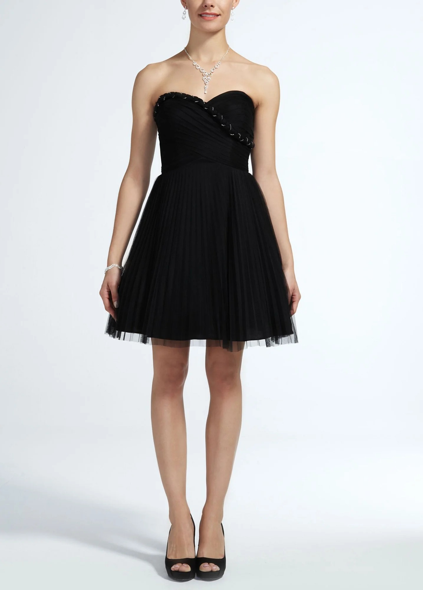 Short Strapless Tulle Dress with Rope Bust Detail