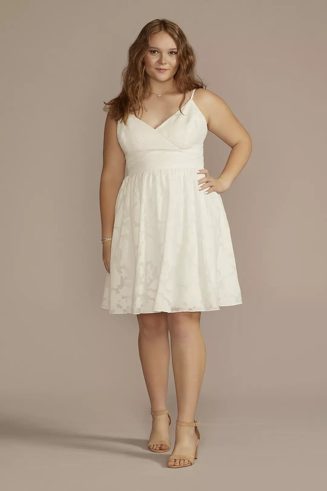Short V-Neck Jacquard A-Line Dress - Image 2