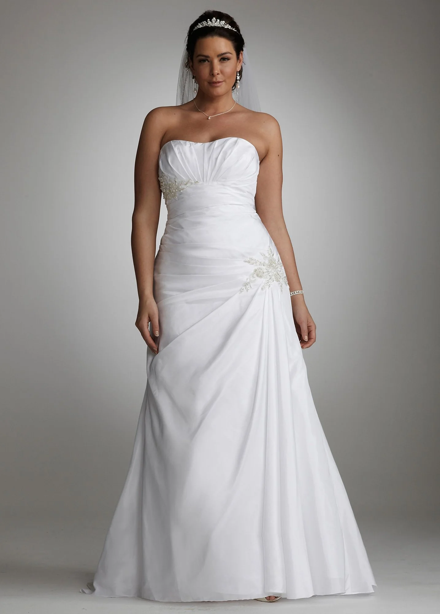 Side-Draped Fit & Flare Gown with Applique Detail - Image 2