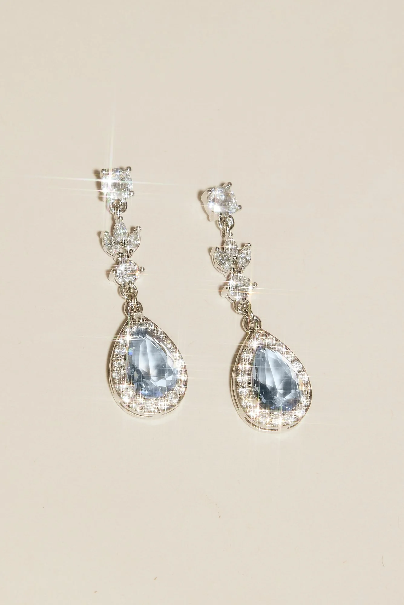 Silver and Blue Pear Drop Earrings