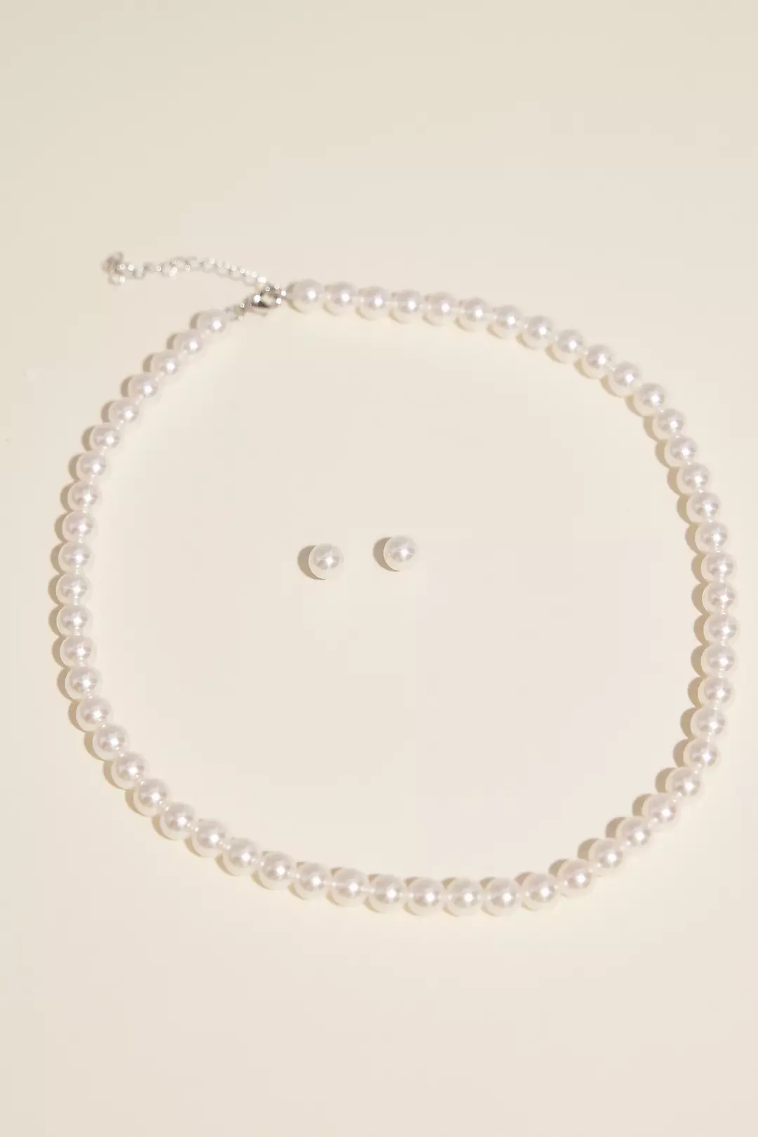 Simple Pearl Strand Necklace and Stud Earring Set - Image 2