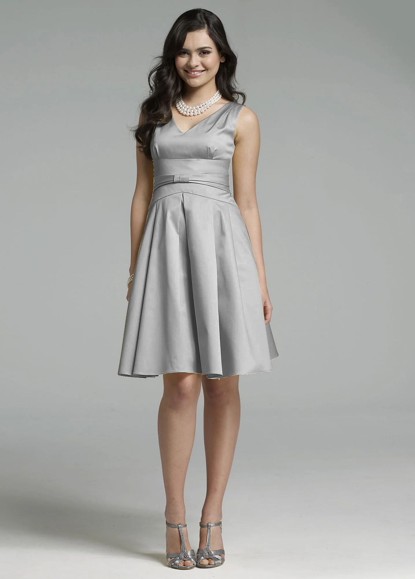 Sleeveless Cotton Sateen Dress with Knot Detail