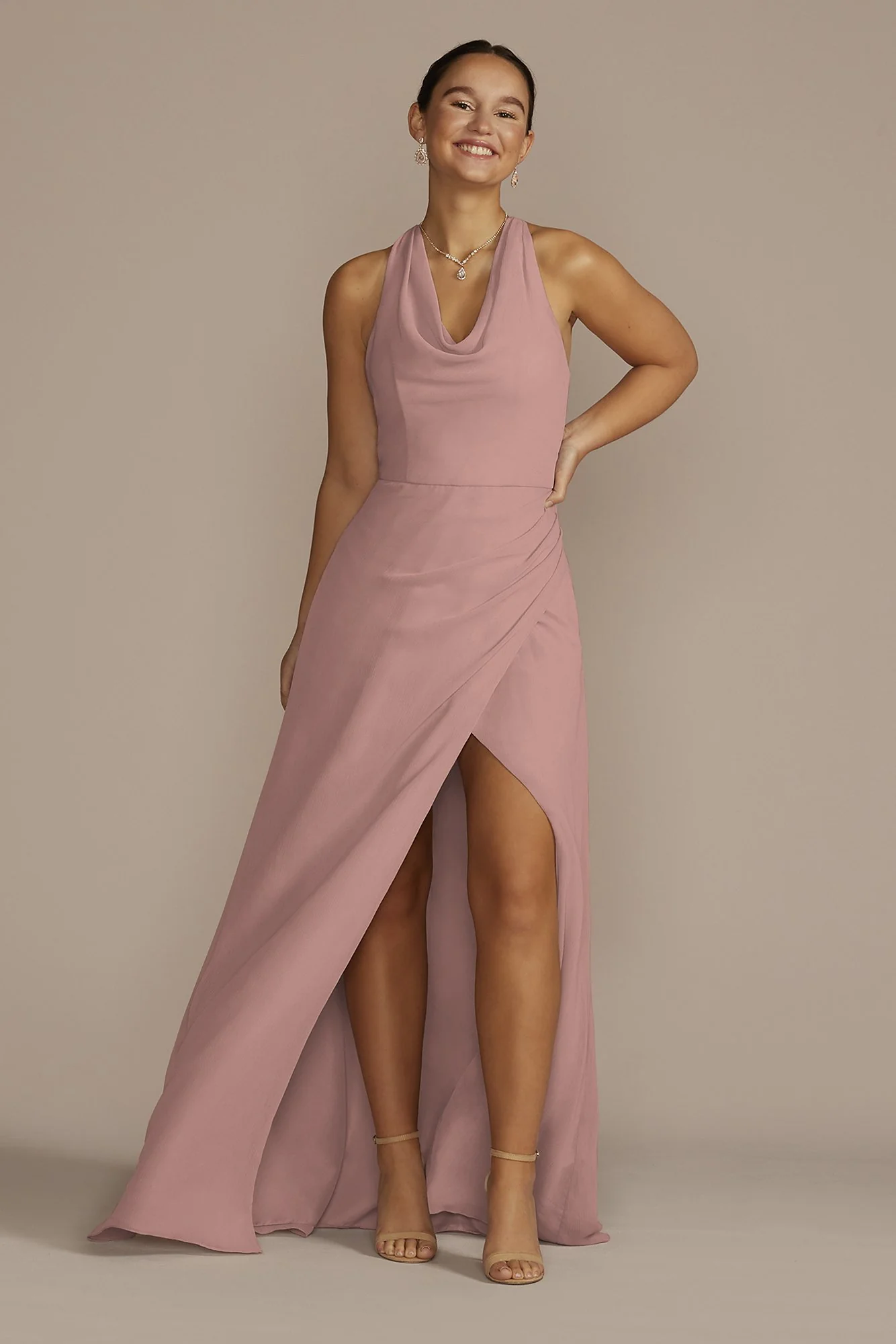 Sleeveless Crinkle Chiffon Sheath Dress - Image 48