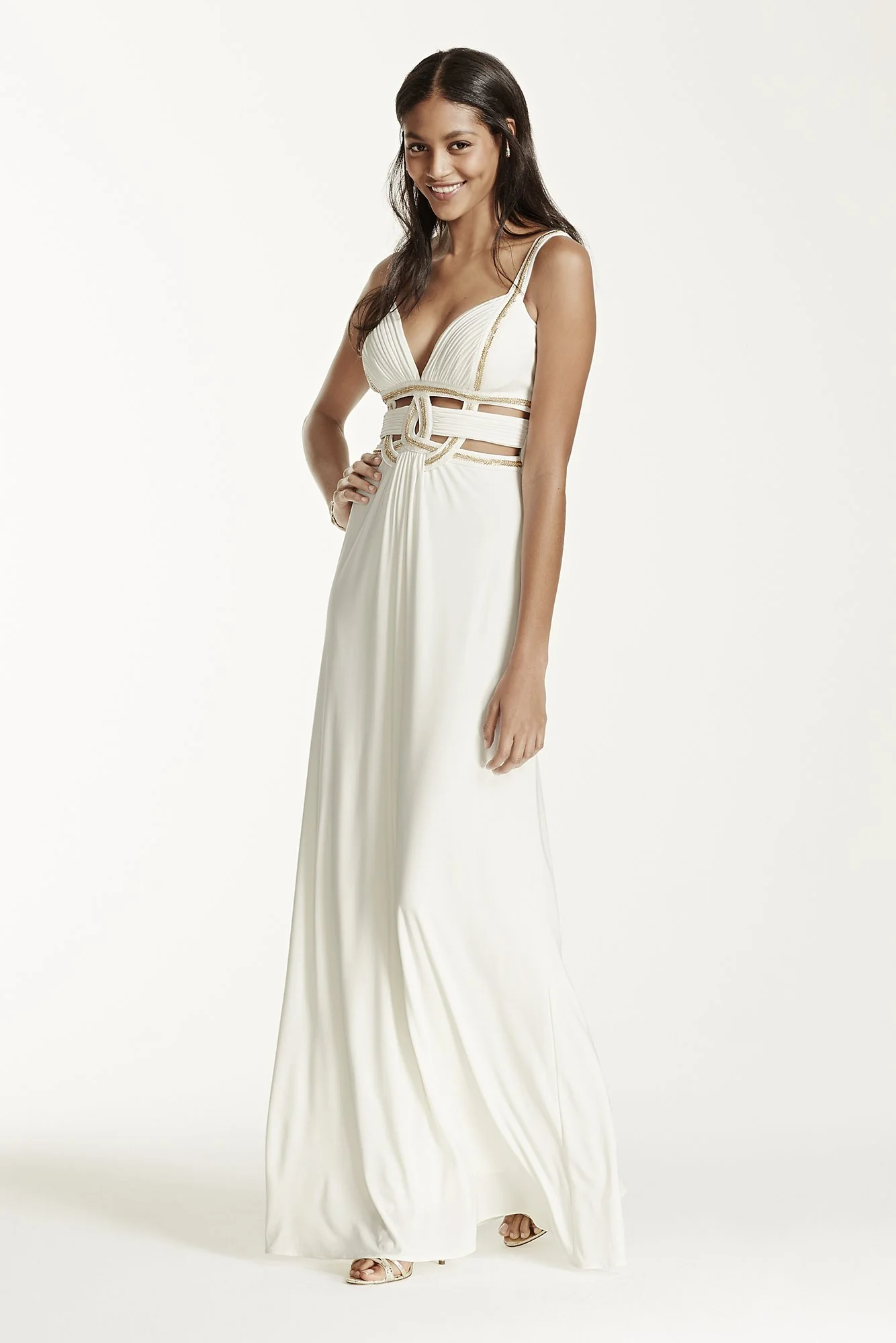 Sleeveless Dress with Metallic Detail and Cut Outs - Image 2
