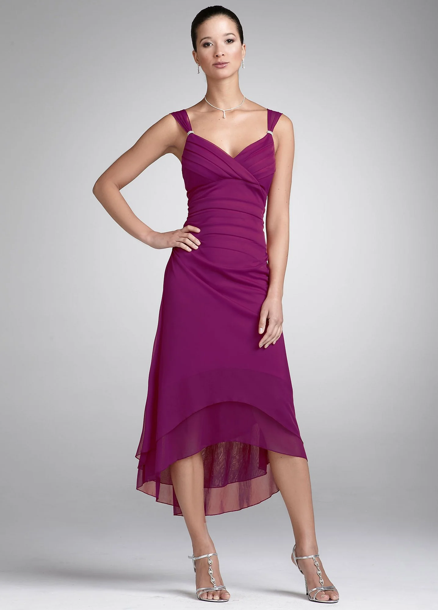 Sleeveless High-Low Dress w/ Shoulder Detail