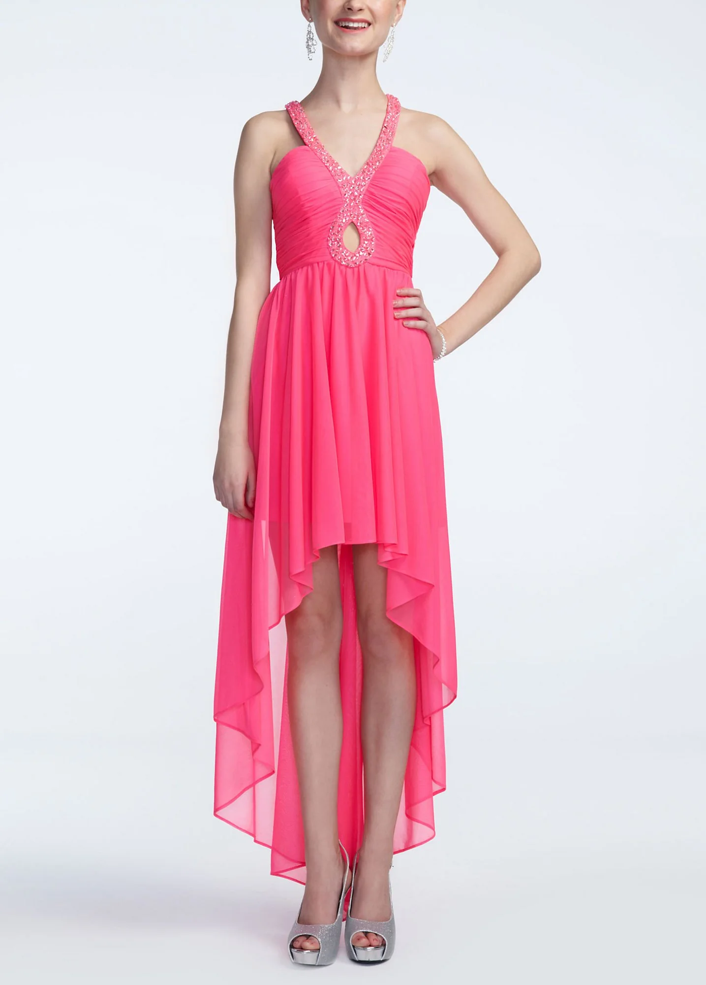 Sleeveless High Low Dress with Keyhole Detail