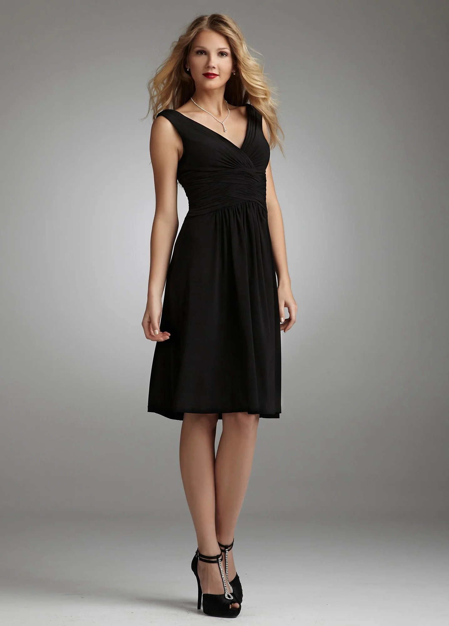 Sleeveless Jersey Dress with Criss-Cross Waist