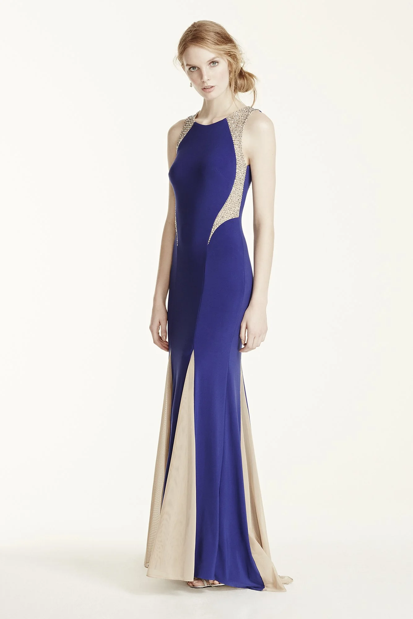 Sleeveless Jersey Dress with Godets Detail
