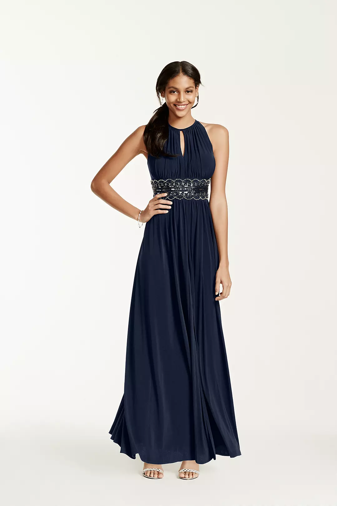 Sleeveless KeyHole Beaded Waist Jersey Dress - Image 21