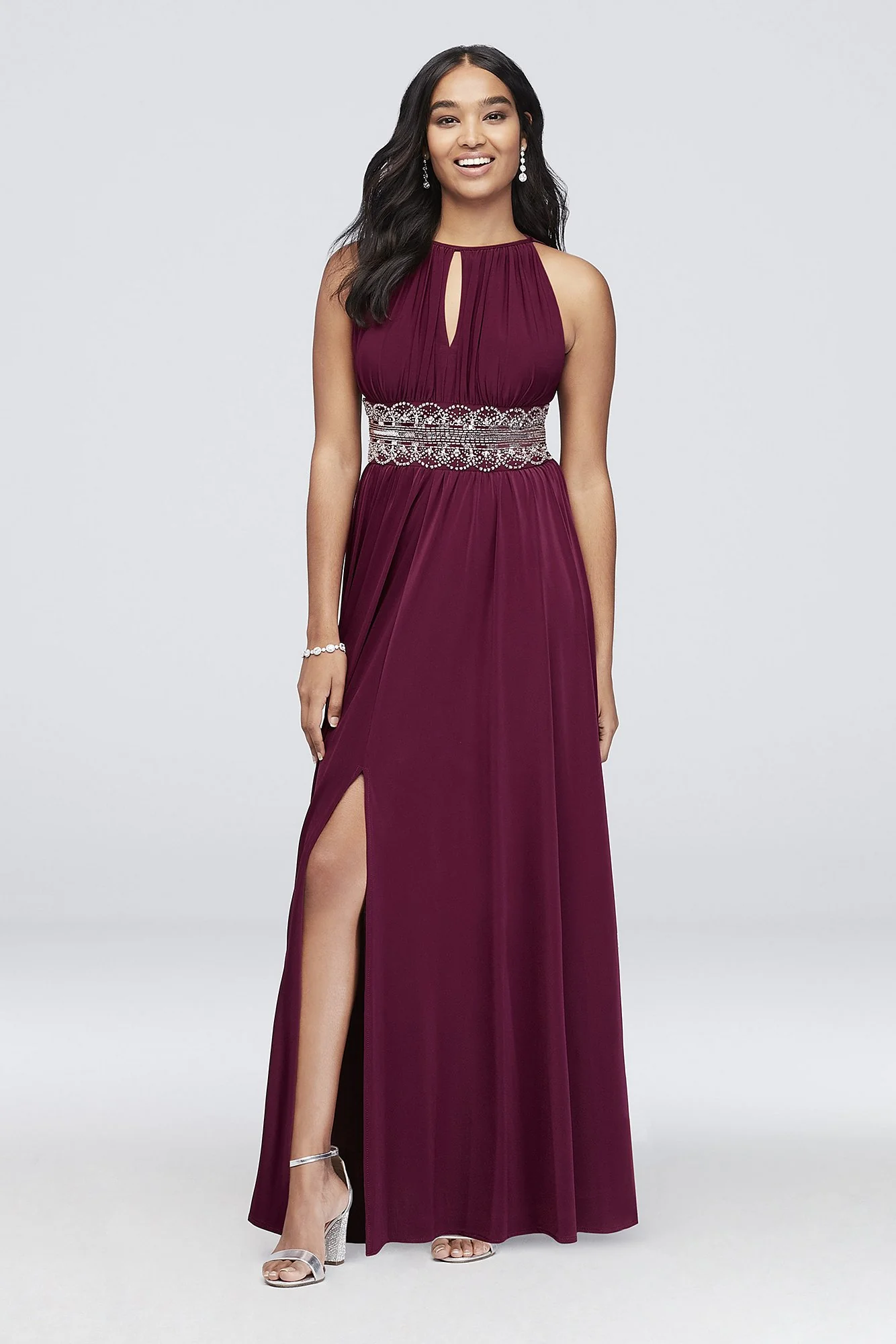 Sleeveless KeyHole Beaded Waist Jersey Dress - Image 3