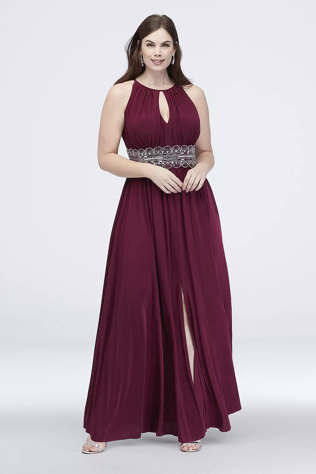 Sleeveless KeyHole Beaded Waist Jersey Dress - Image 30