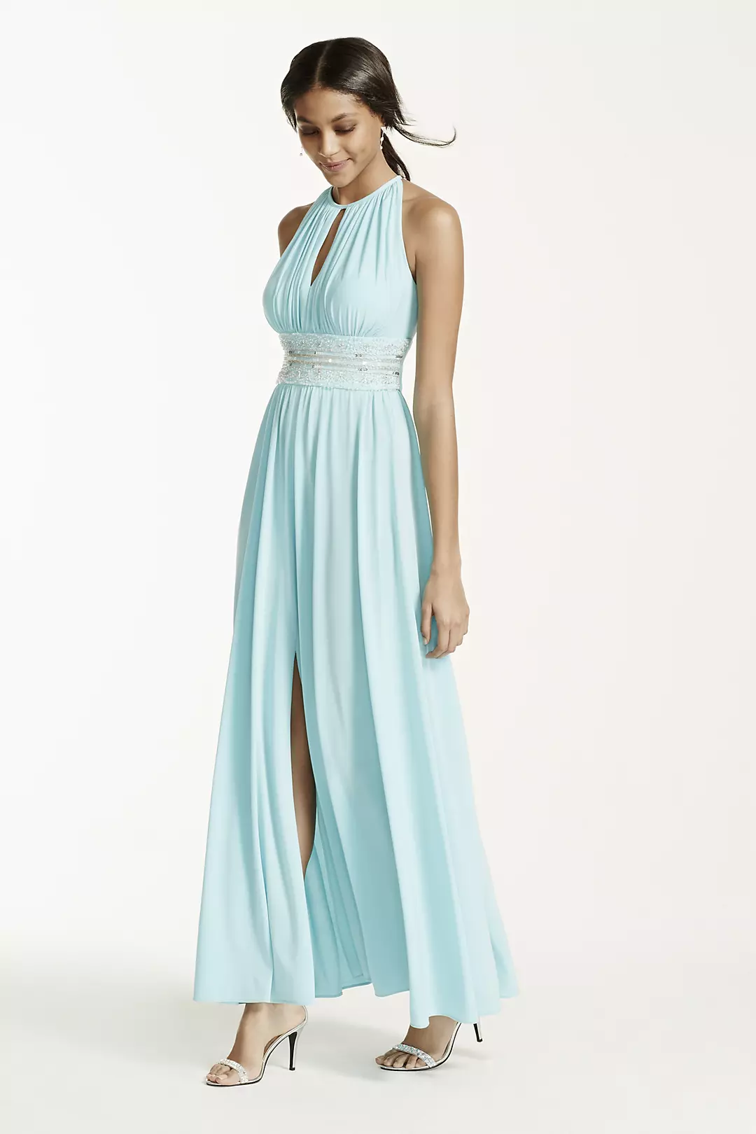 Sleeveless KeyHole Beaded Waist Jersey Dress - Image 36