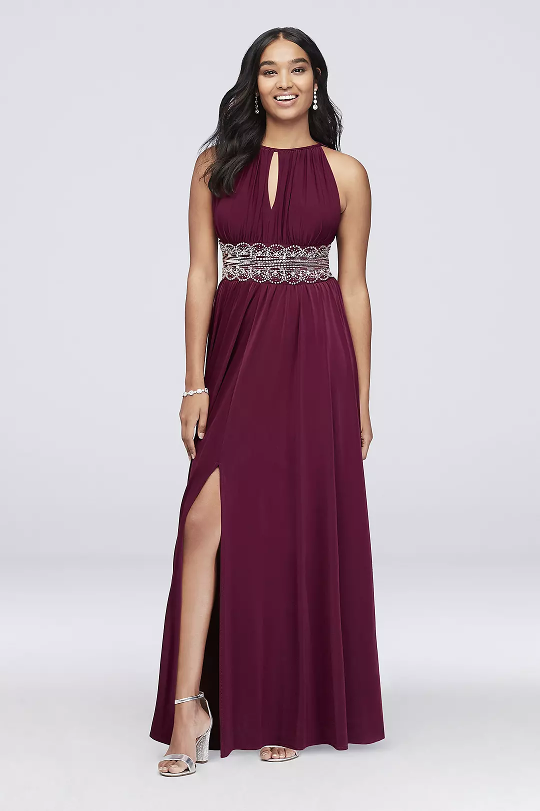 Sleeveless KeyHole Beaded Waist Jersey Dress - Image 37