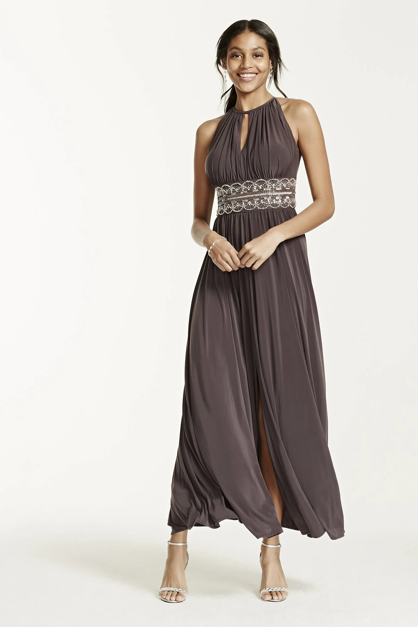 Sleeveless KeyHole Beaded Waist Jersey Dress - Image 5
