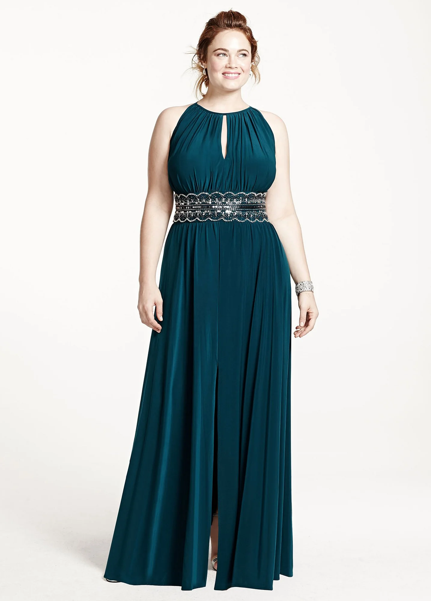Sleeveless KeyHole Beaded Waist Jersey Dress - Image 7