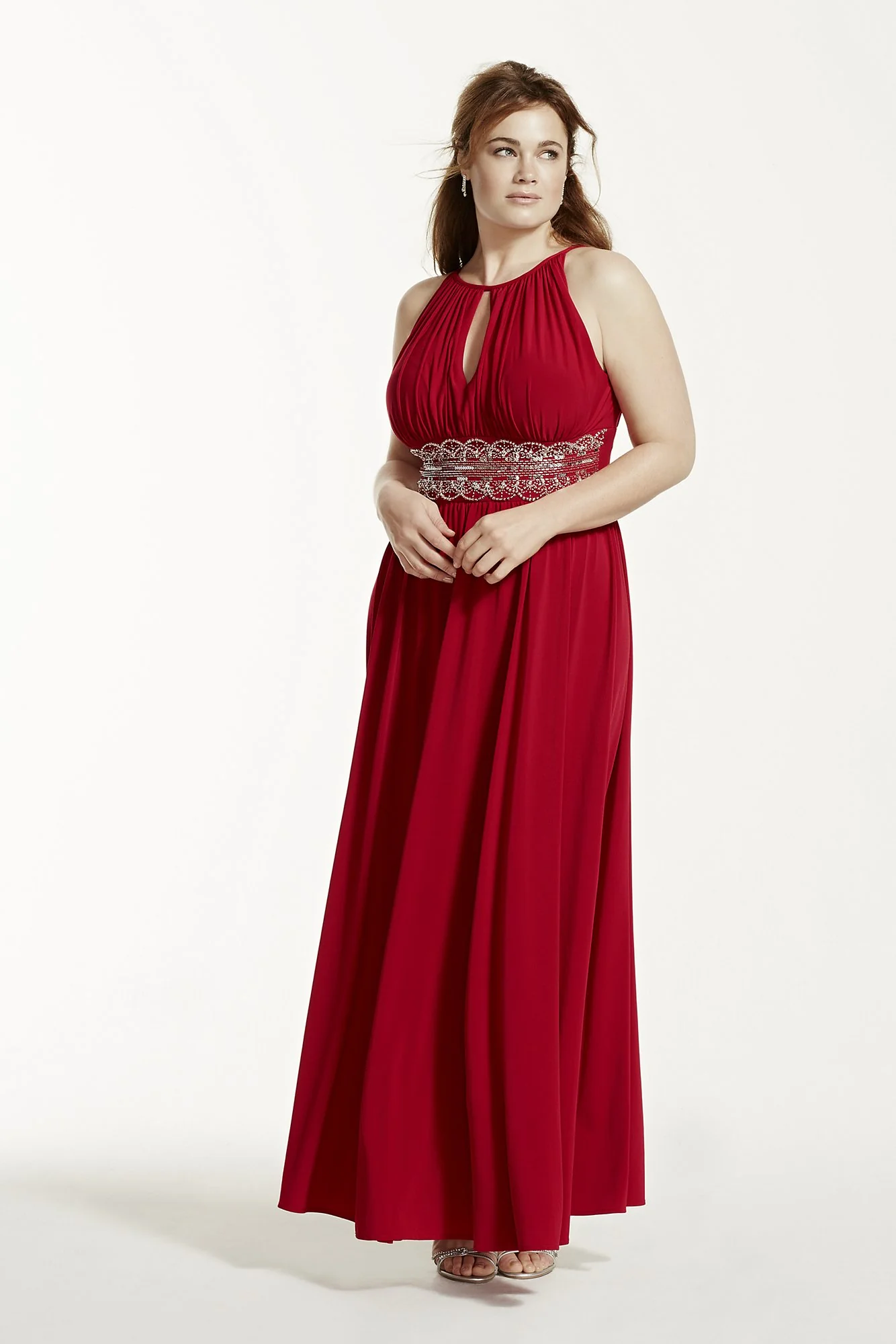 Sleeveless KeyHole Beaded Waist Jersey Dress - Image 9