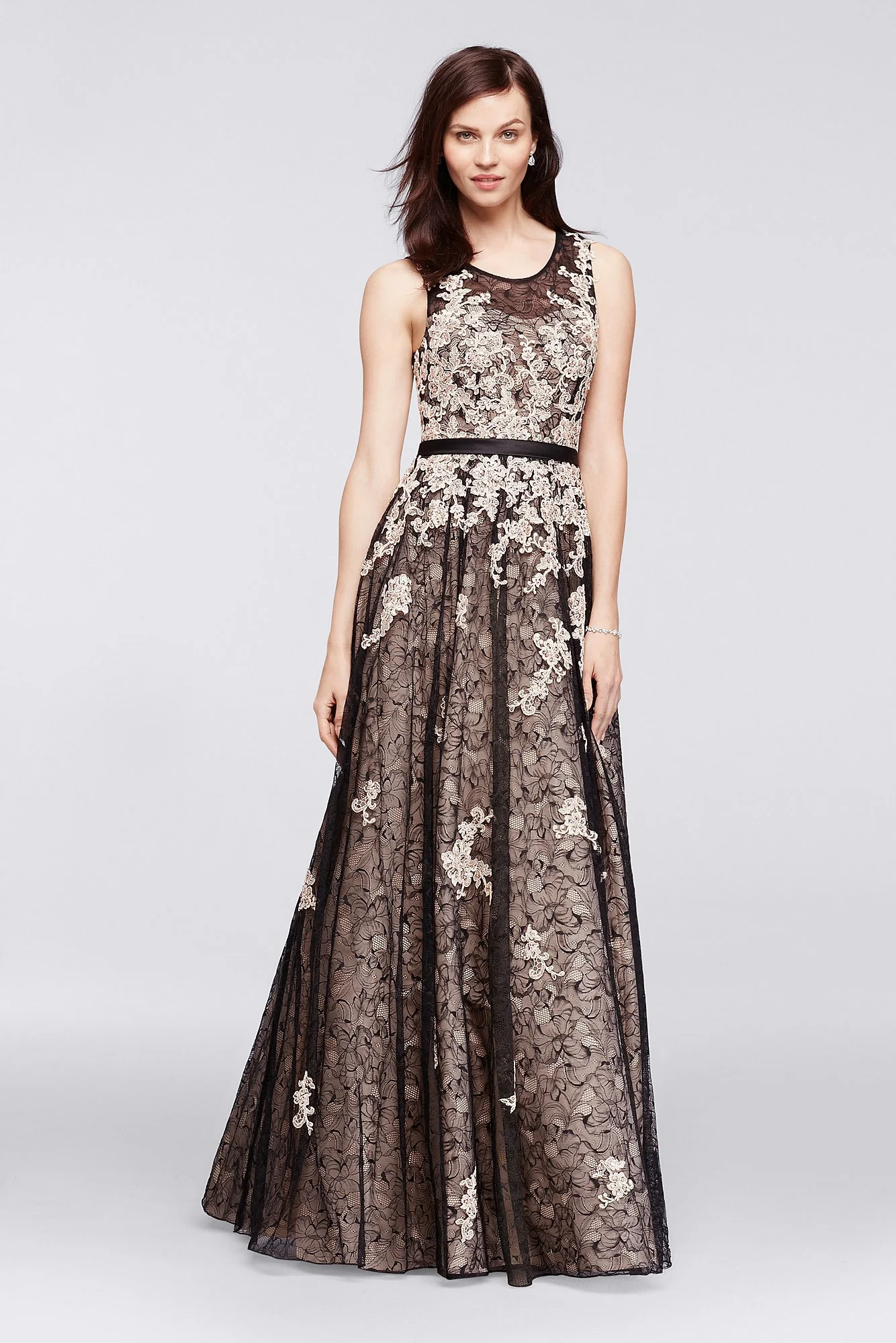 Sleeveless Lace Ball Gown with Illusion Neckline - Image 2