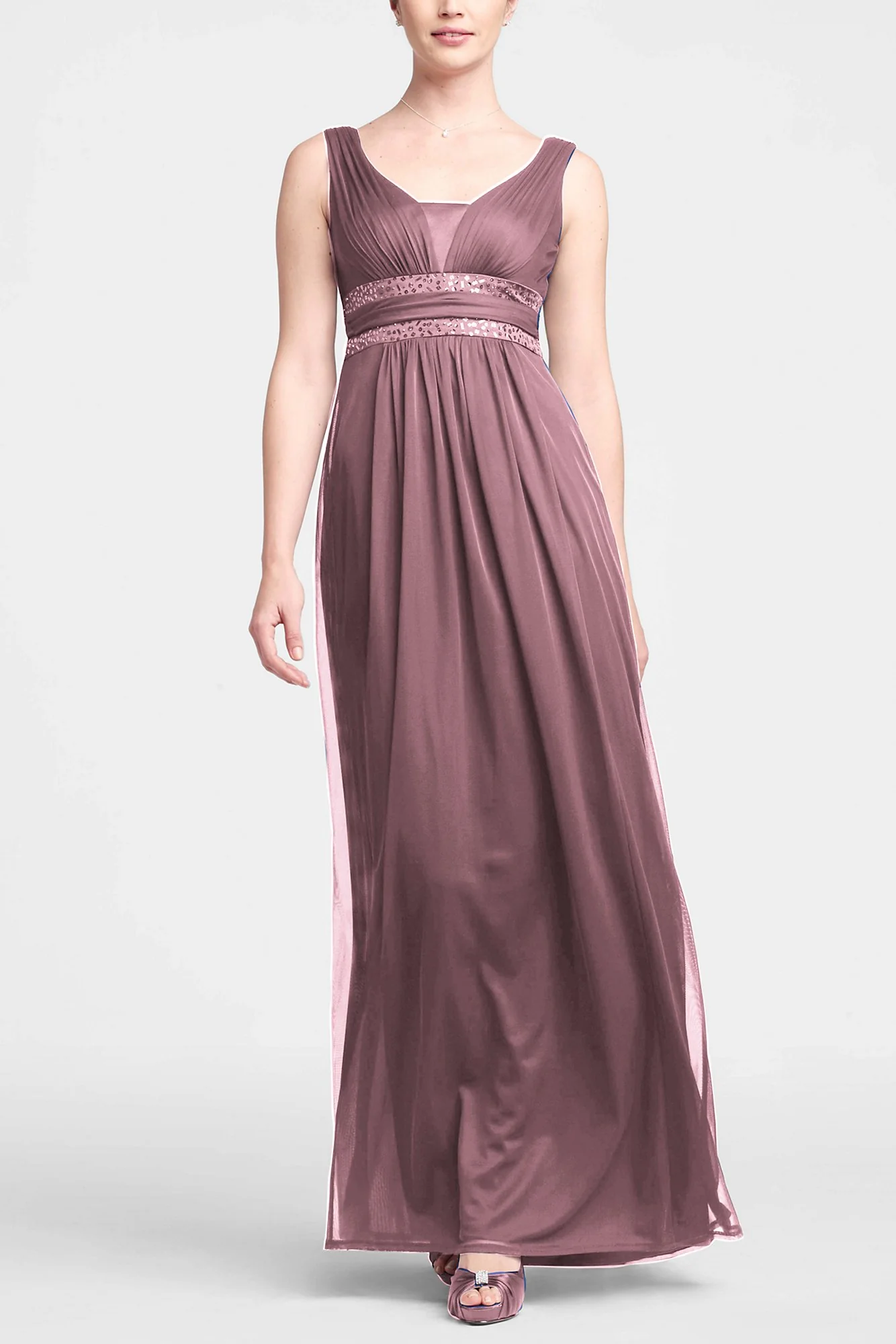 Sleeveless Long Dress with Double Banded Detail - Image 20