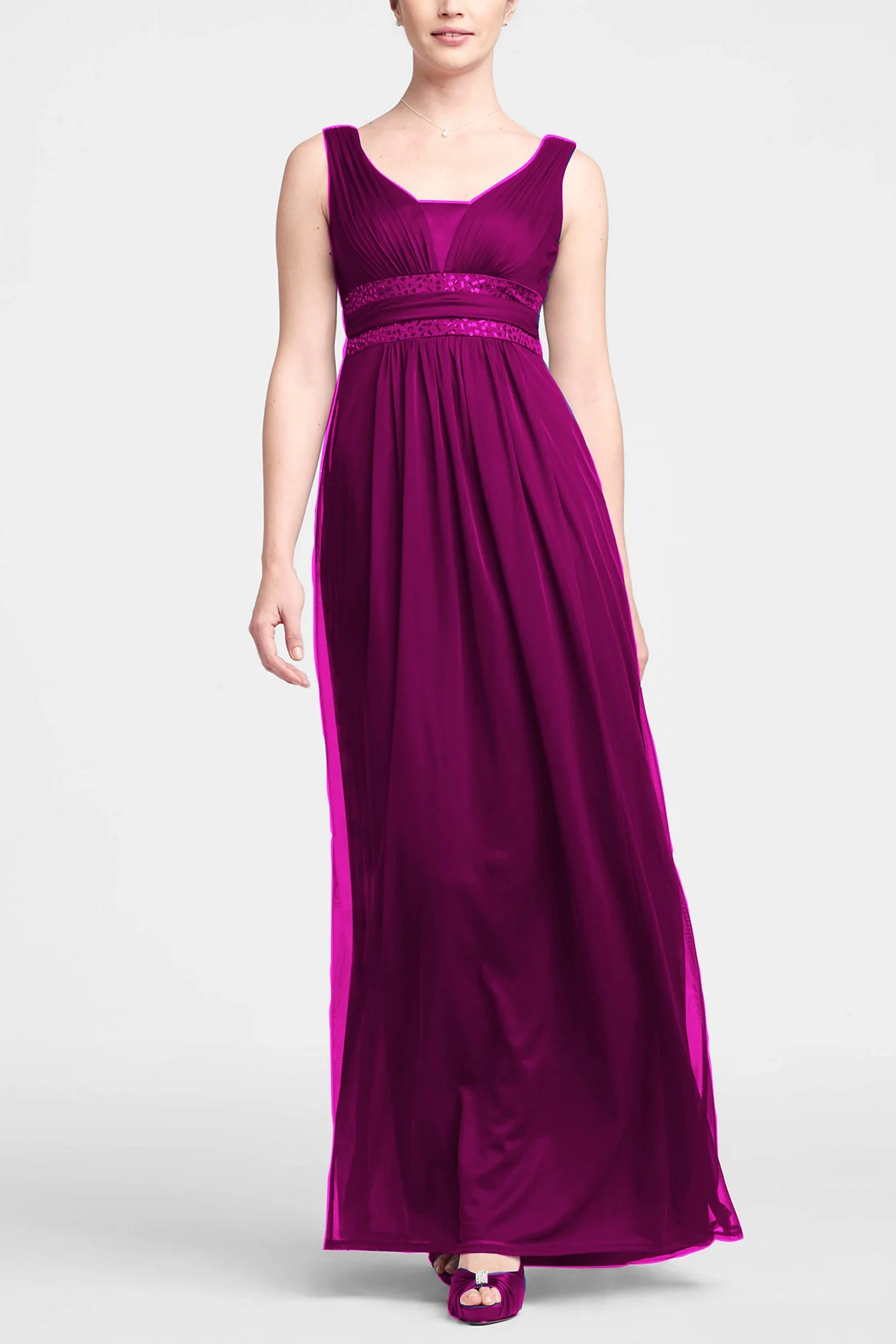 Sleeveless Long Dress with Double Banded Detail - Image 7