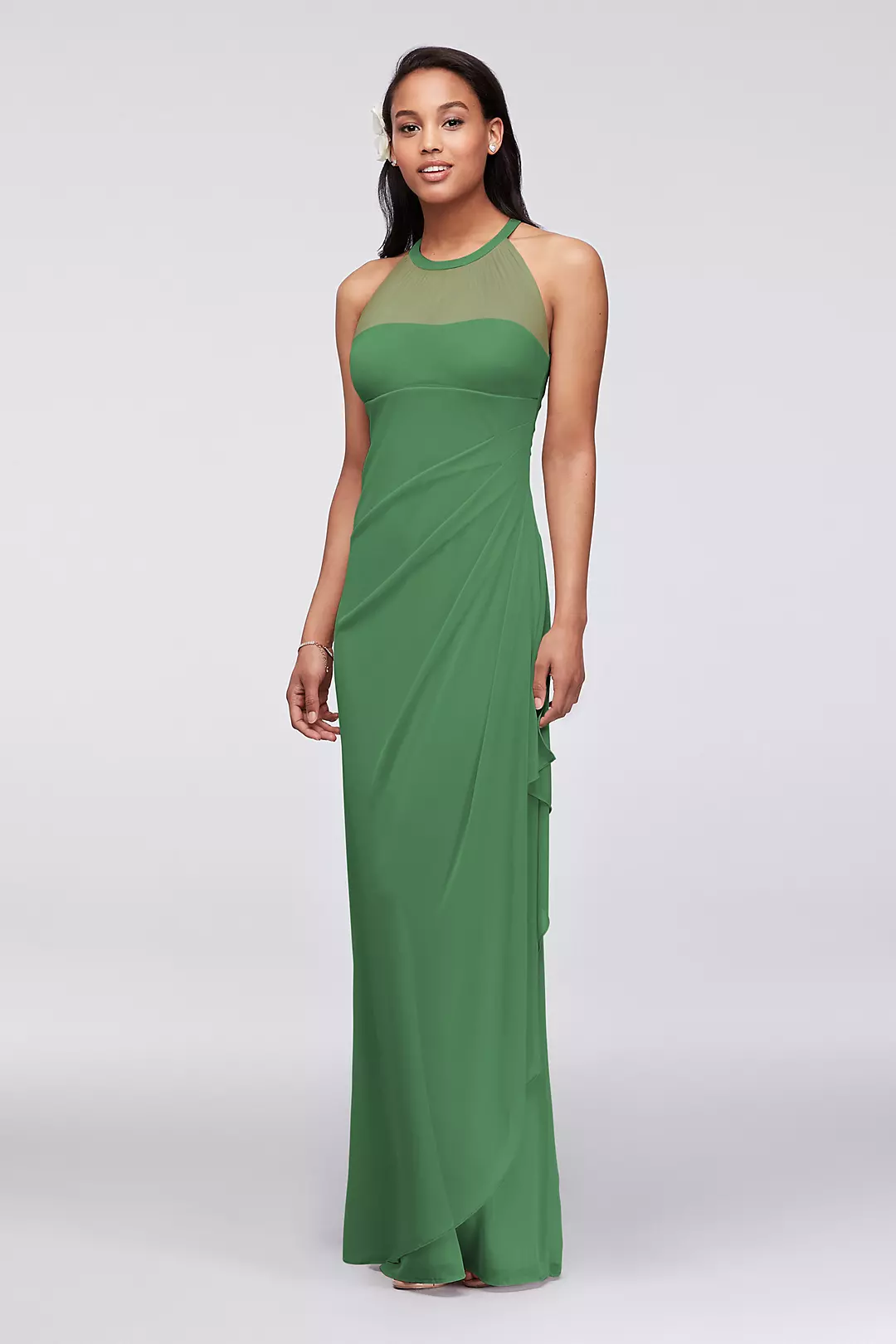 Sleeveless Long Mesh Dress with Illusion Neckline - Image 12