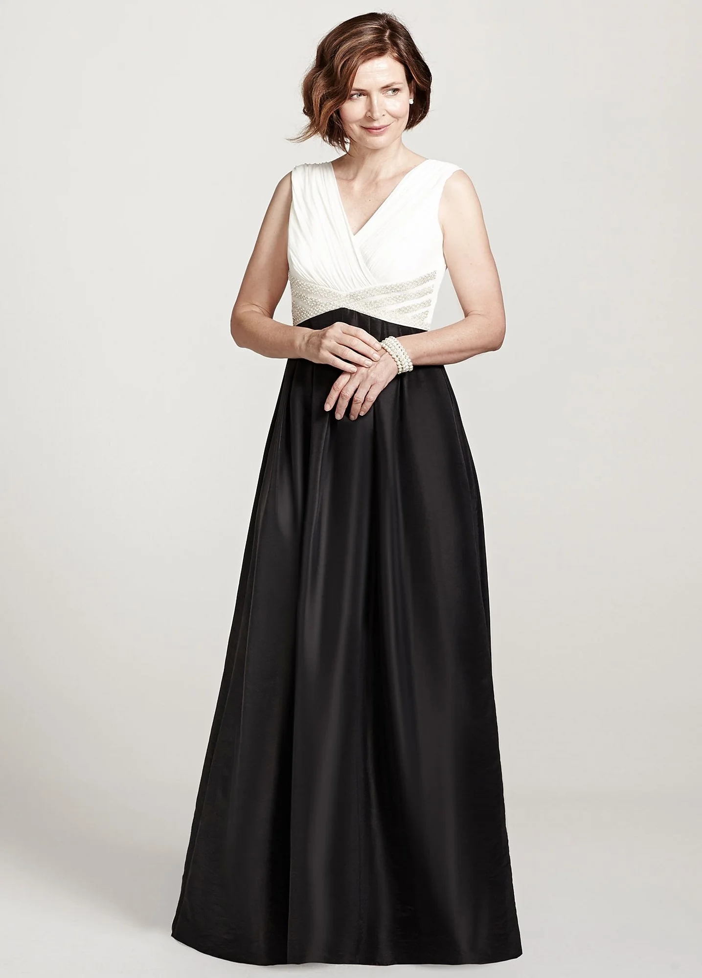 Sleeveless Mesh Dress with Taffeta Skirt