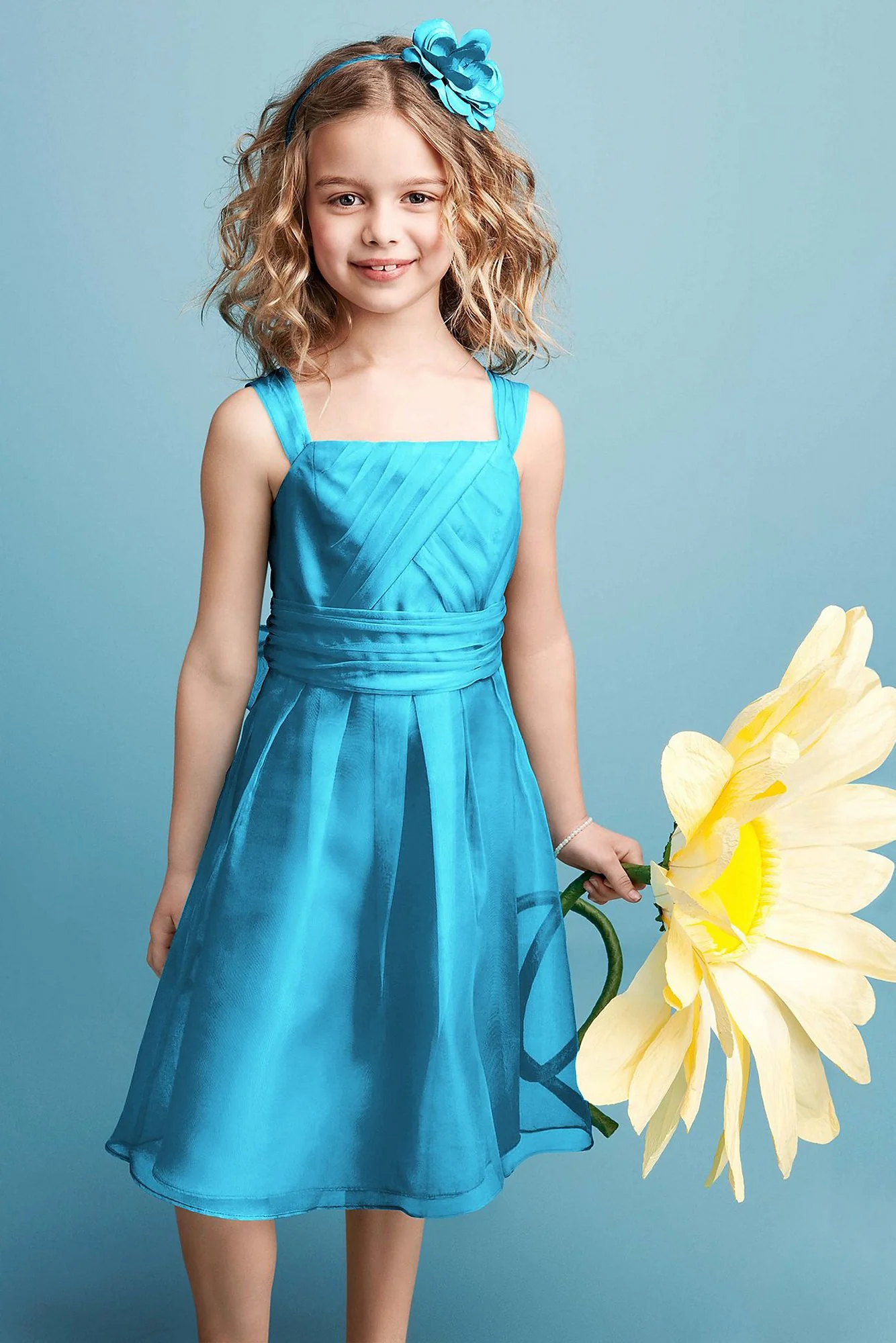 Sleeveless Organza Dress with Pleating