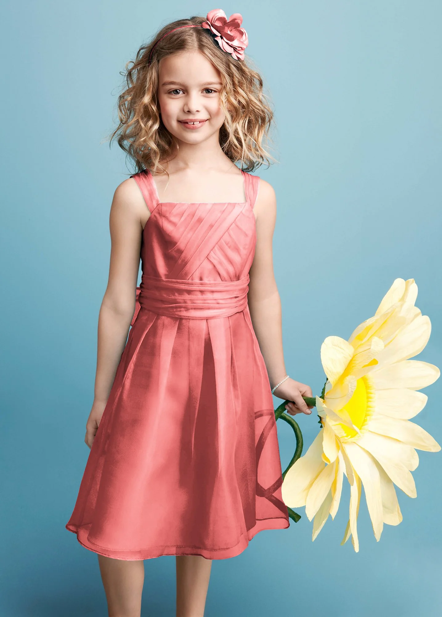 Sleeveless Organza Dress with Pleating - Image 2