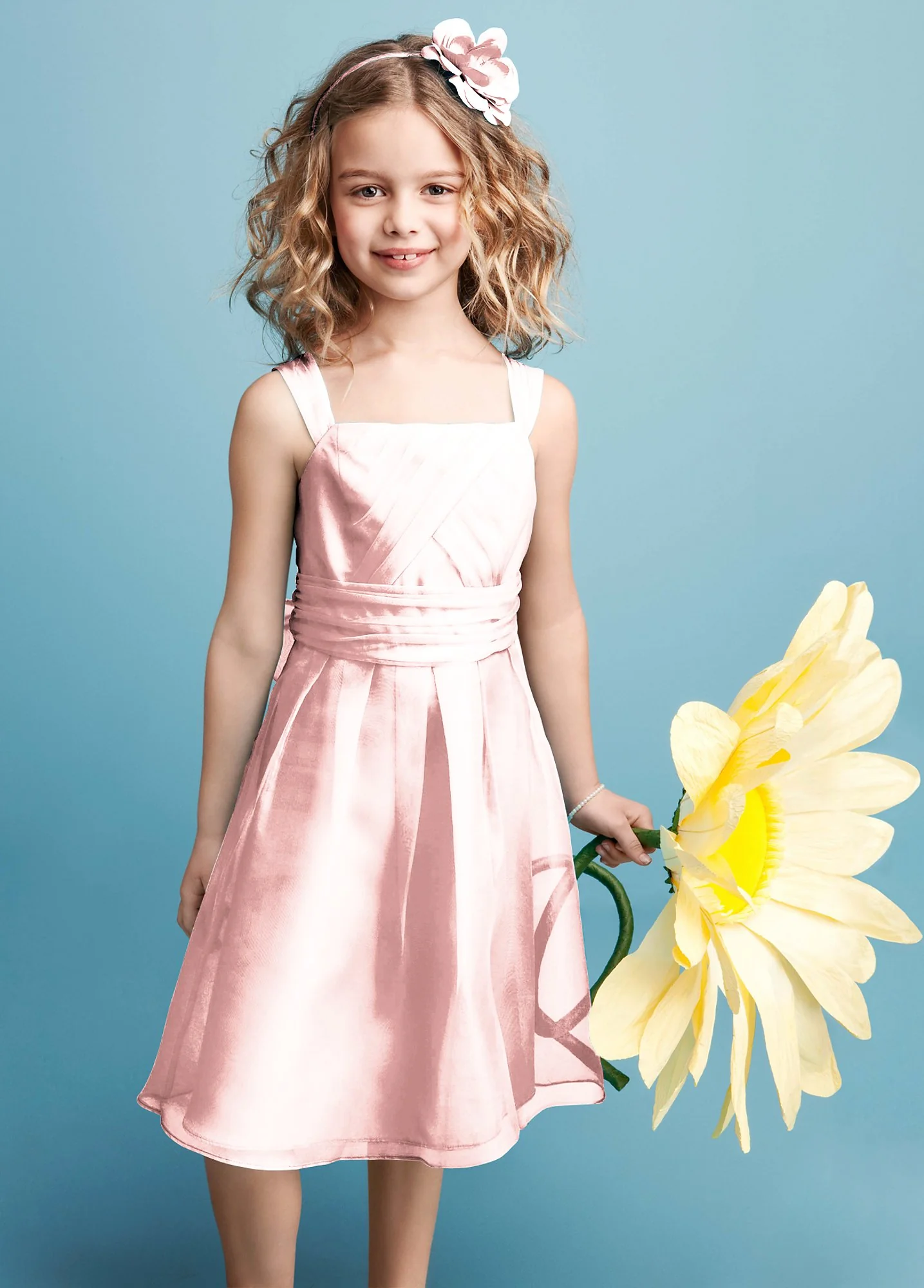 Sleeveless Organza Dress with Pleating - Image 5