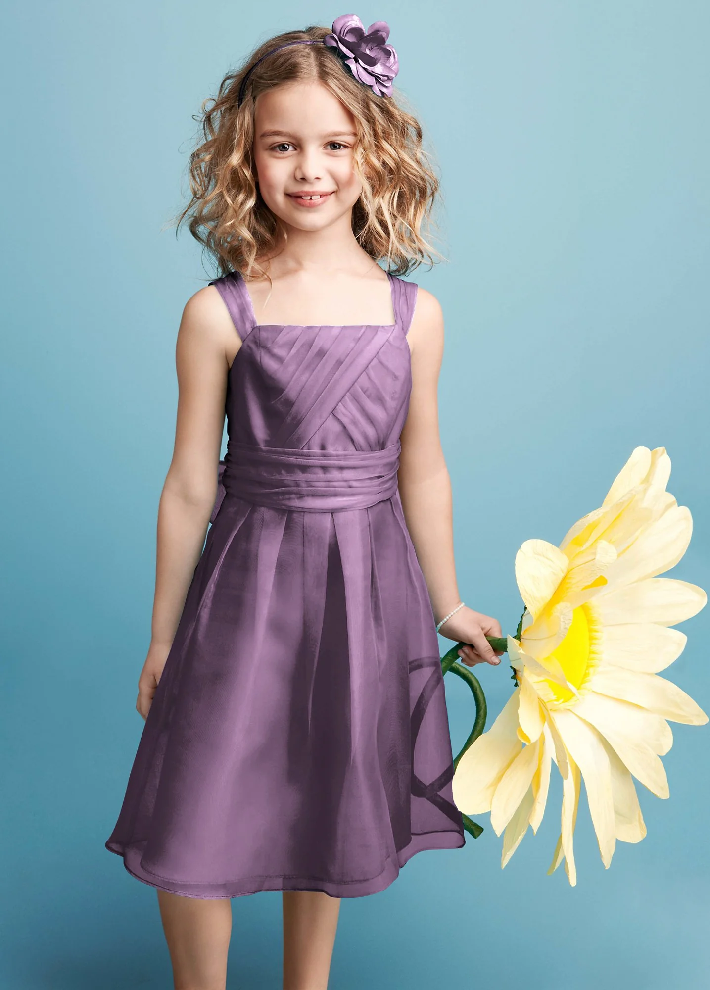 Sleeveless Organza Dress with Pleating - Image 7