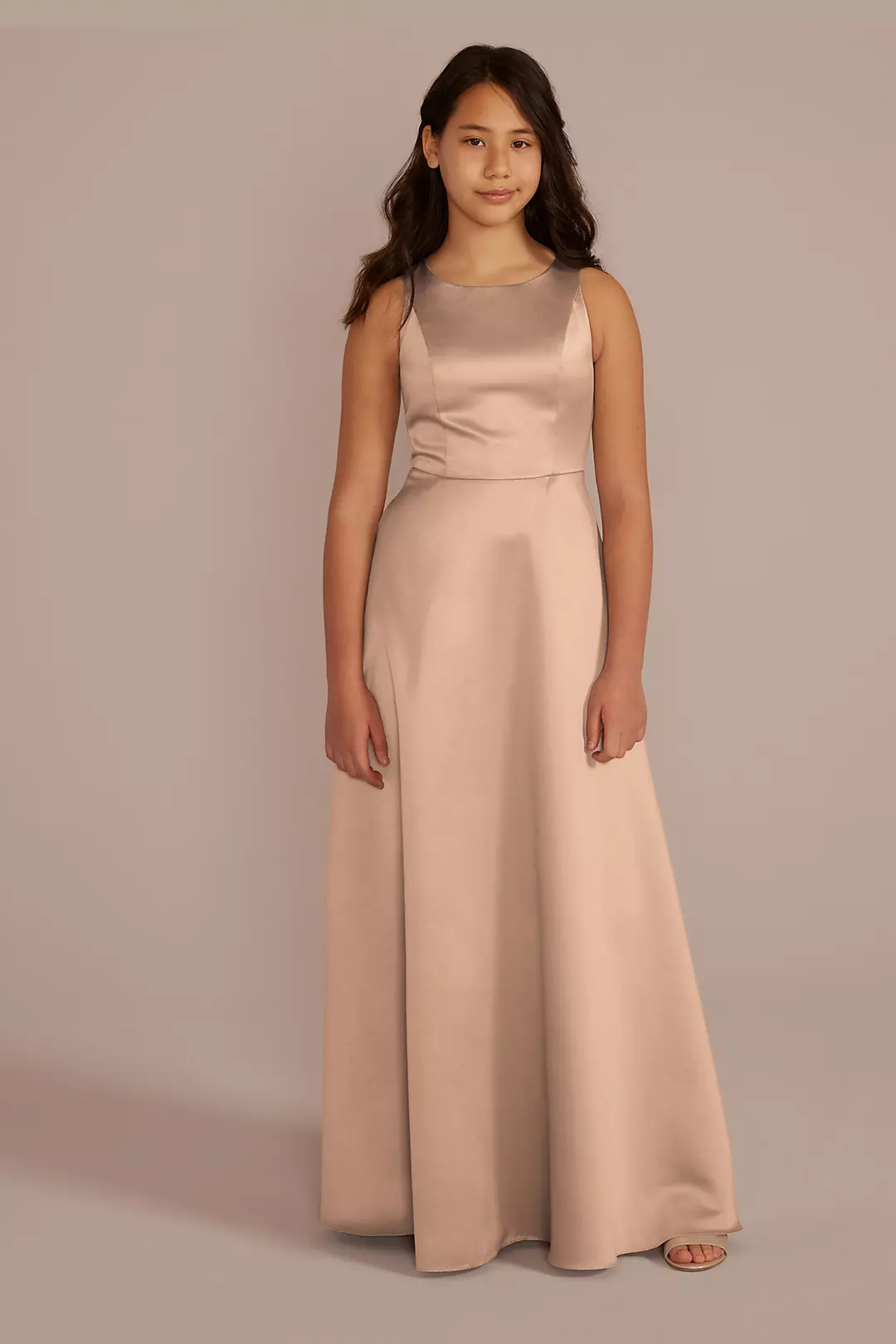 Sleeveless Satin A-Line Girls Dress - Image 43