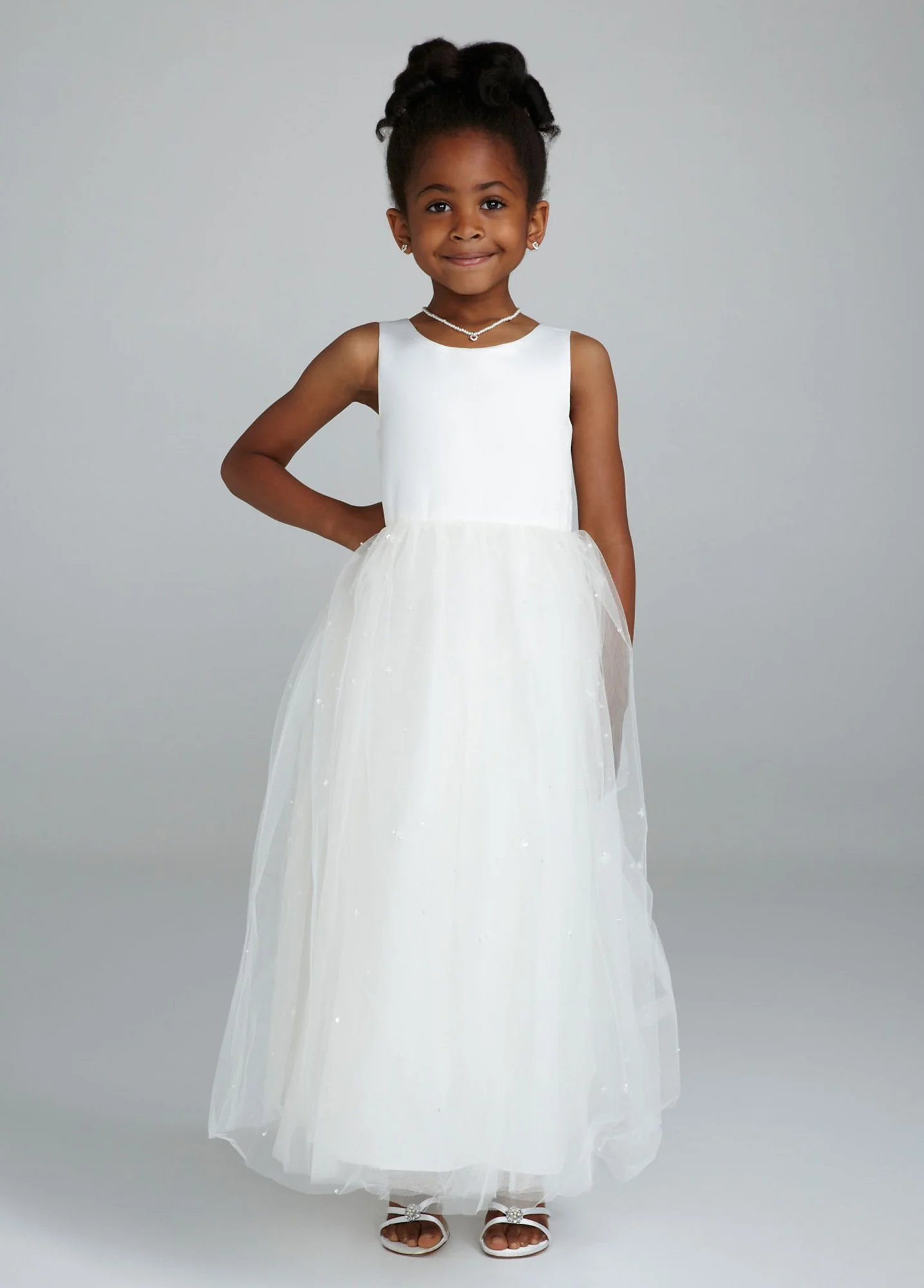 Sleeveless Satin Gown with  Beaded Tulle Skirt - Image 2