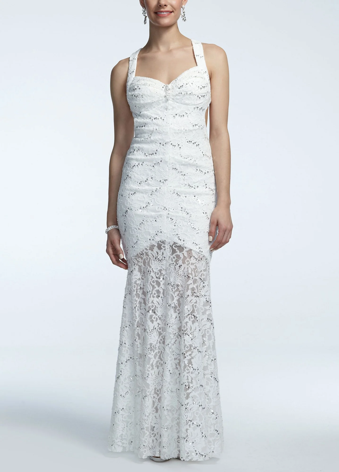 Sleeveless Sequin Lace Trumpet Dress