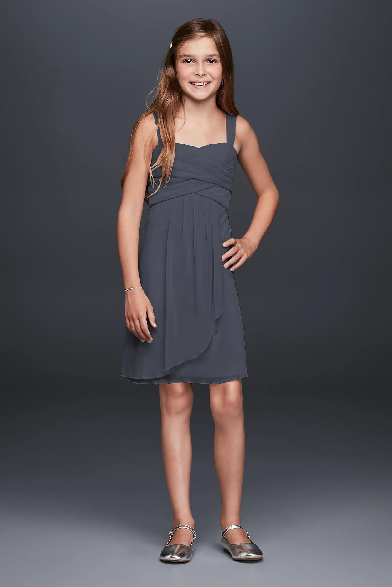 Sleeveless Short Mesh Dress with Side Cascade - Image 11