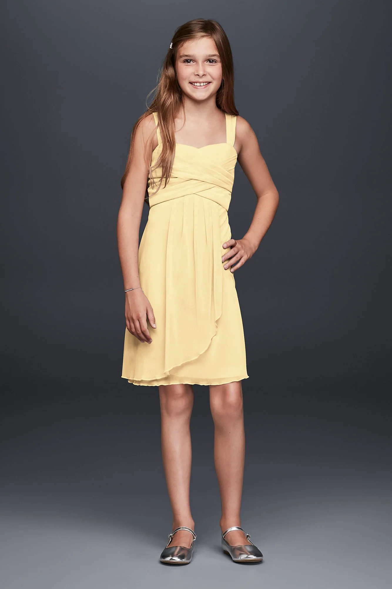 Sleeveless Short Mesh Dress with Side Cascade - Image 13