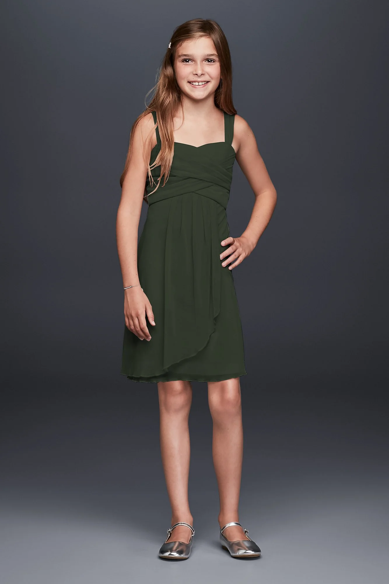 Sleeveless Short Mesh Dress with Side Cascade - Image 22