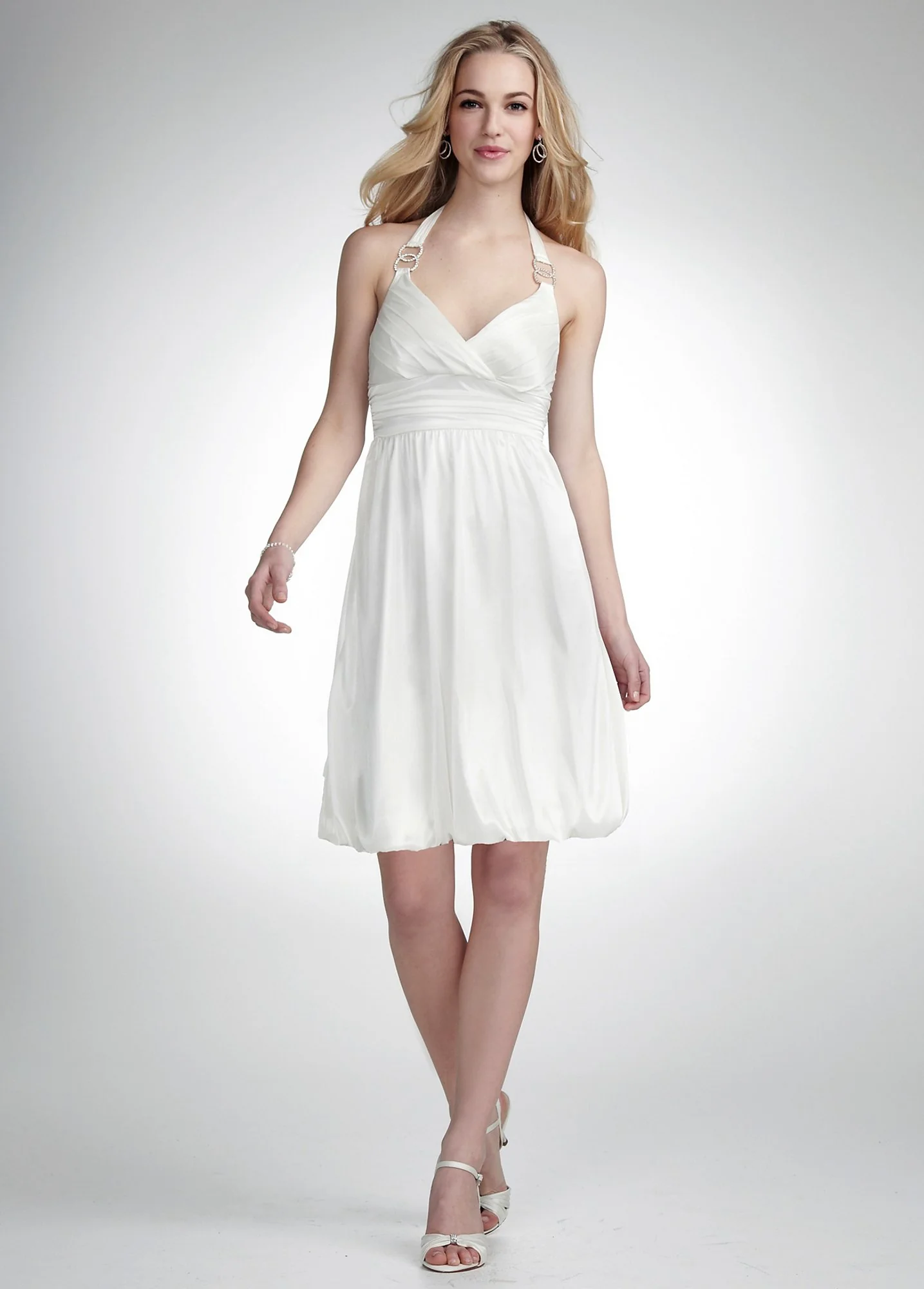 Sleeveless Silky Knit Short Dress with Bubble Hem - Image 2