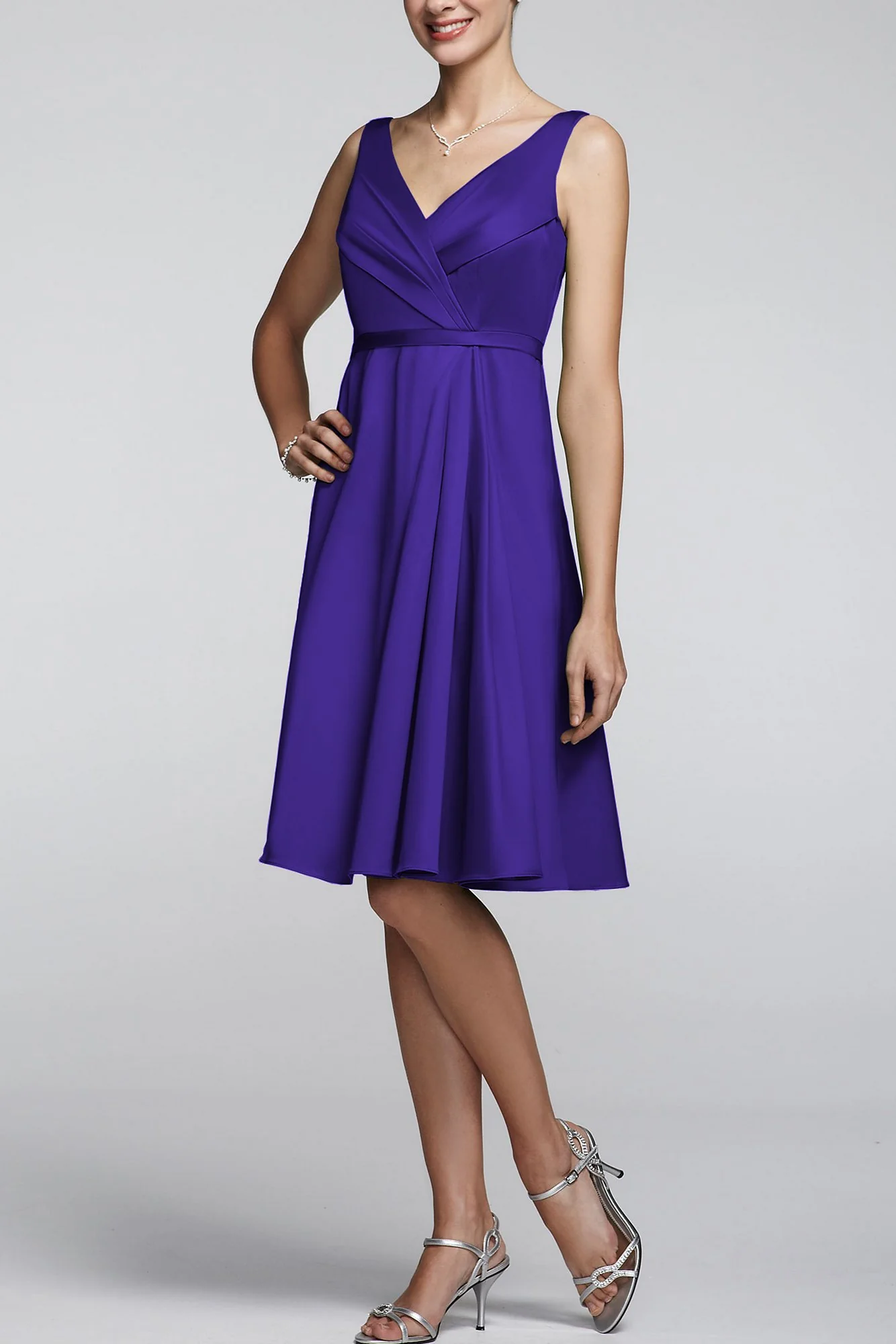 Sleeveless V Neck Cotton Sateen Dress - Image 13