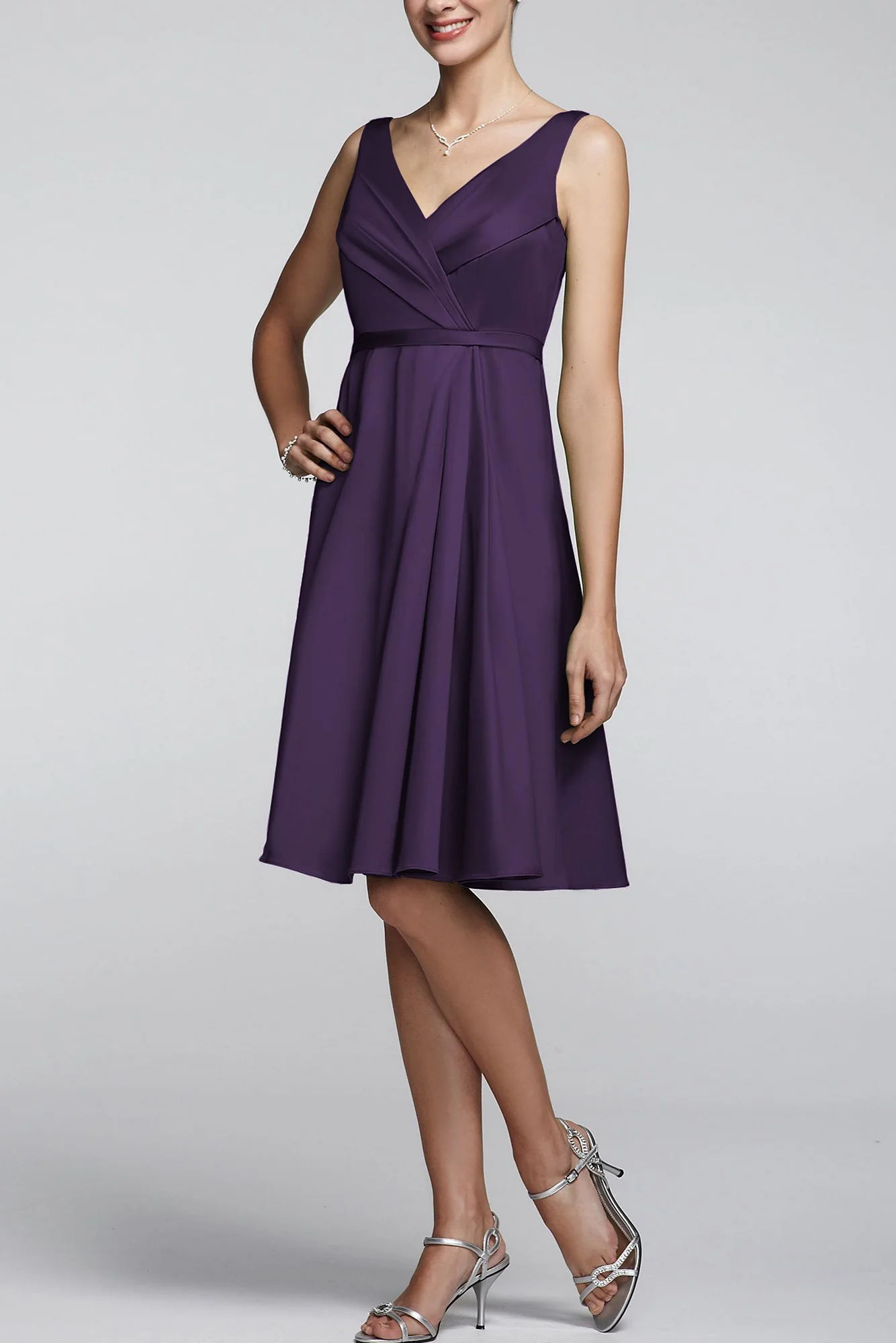 Sleeveless V Neck Cotton Sateen Dress - Image 16