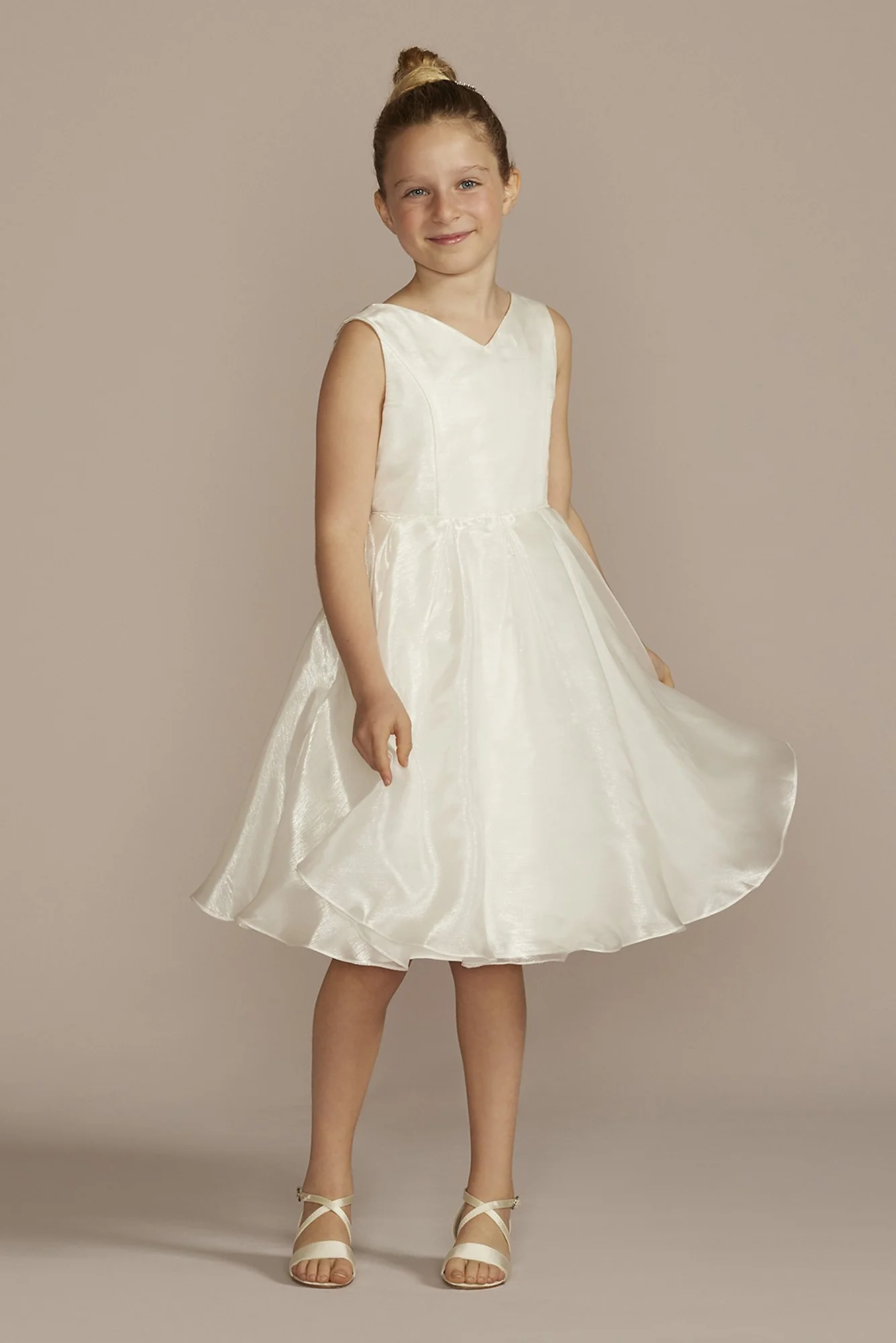 Sleeveless V-Neck Organza A-Line Flower Girl Dress - Image 2