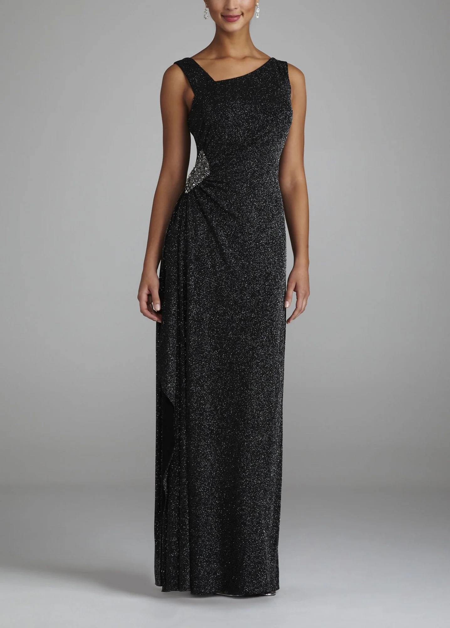 Sleevess Asymetric Dress with Beaded Detail