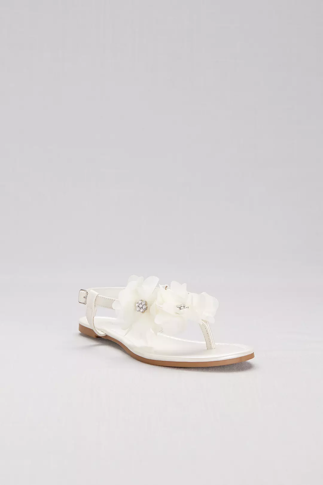 Slingback Thong Sandals with Chiffon Flowers - Image 2